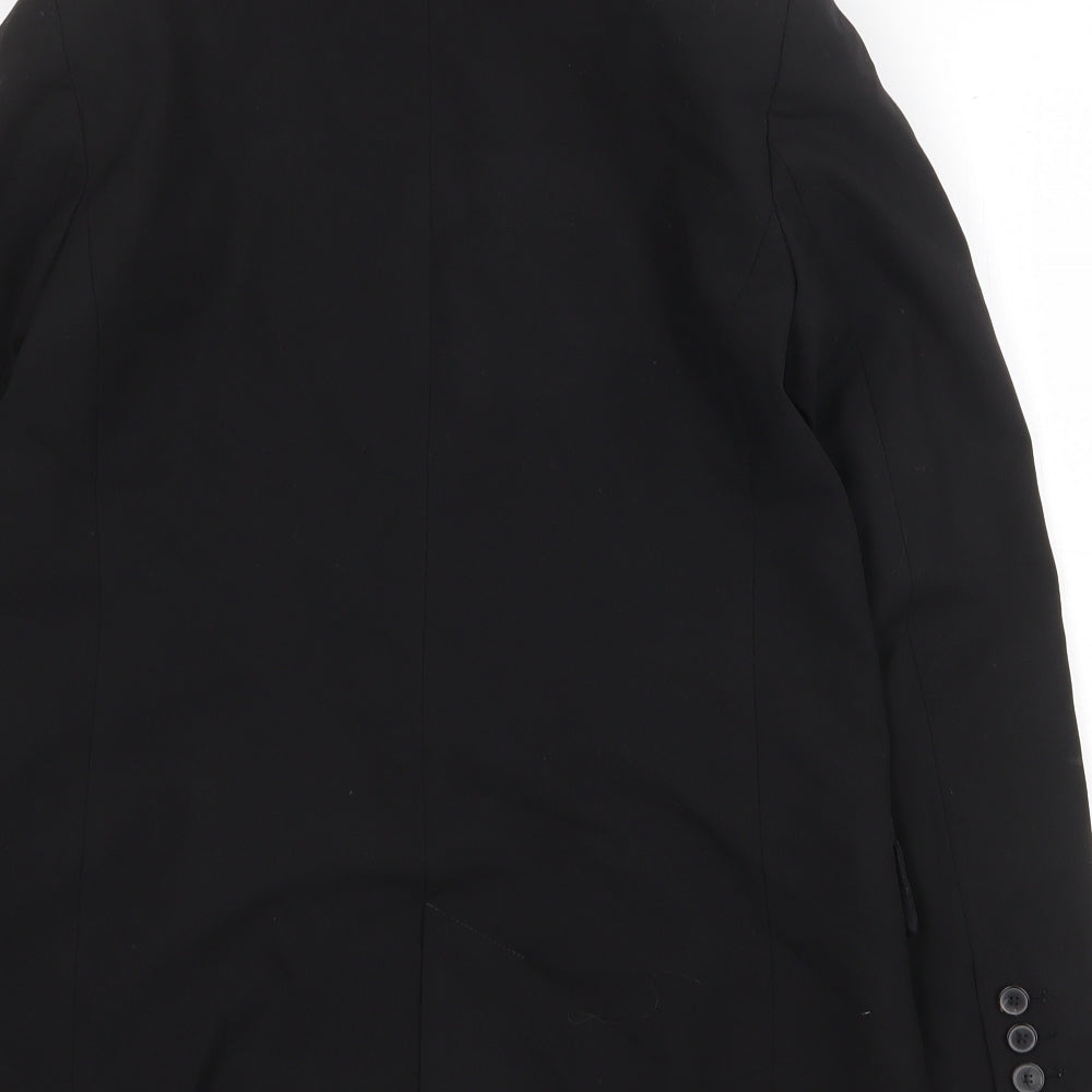 Zara Womens Black Polyester Tuxedo Suit Jacket Size XS Button
