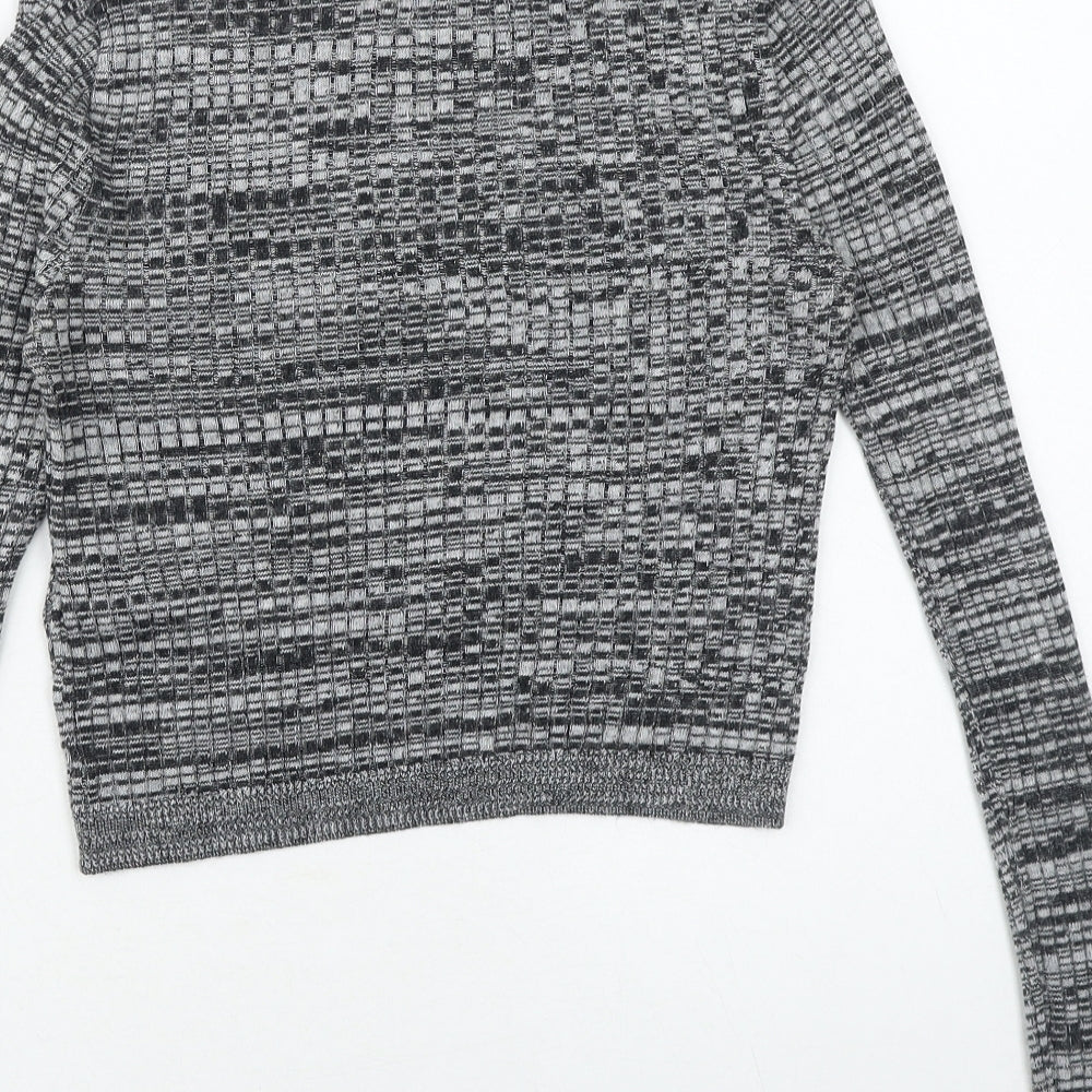 Topshop Womens Grey Round Neck Acrylic Pullover Jumper Size 6 Pullover - Ribbed