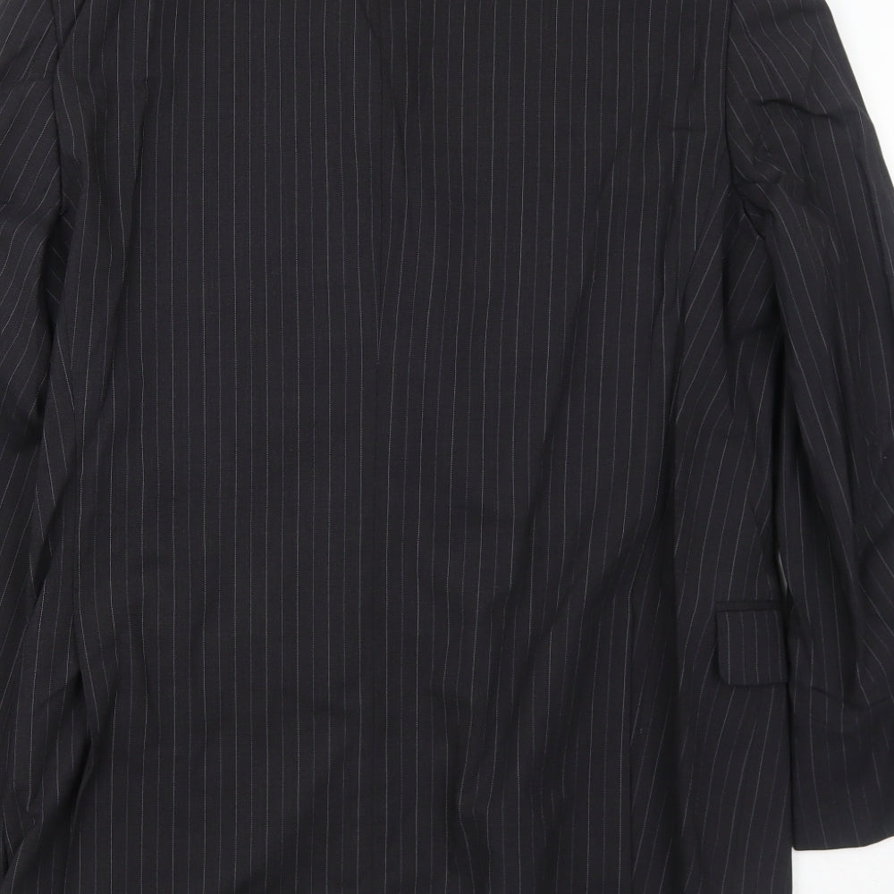 Marks and Spencer Mens Black Striped Wool Jacket Suit Jacket Size 40 Regular