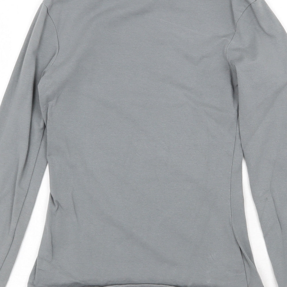 PRETTYLITTLETHING Womens Grey Cotton Basic T-Shirt Size 6 Crew Neck