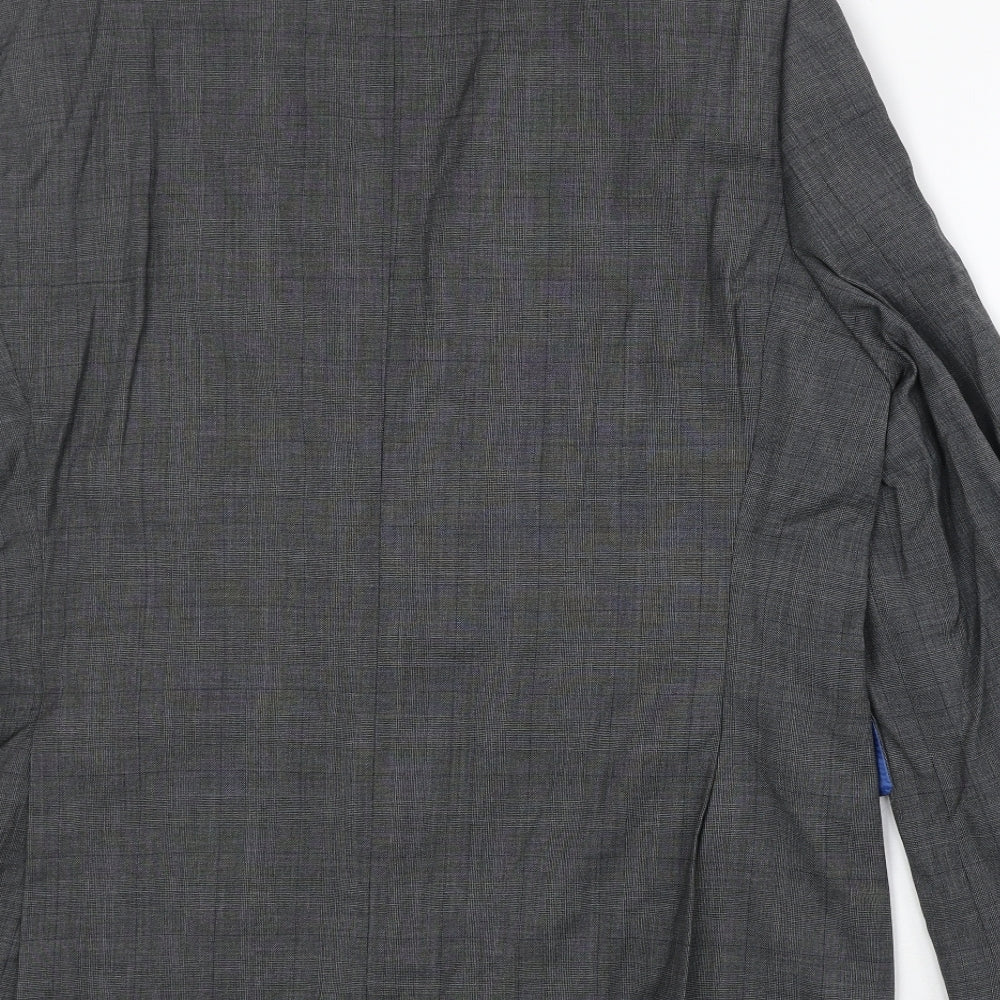 Chester Mens Grey Plaid Wool Jacket Suit Jacket Size 44 Regular