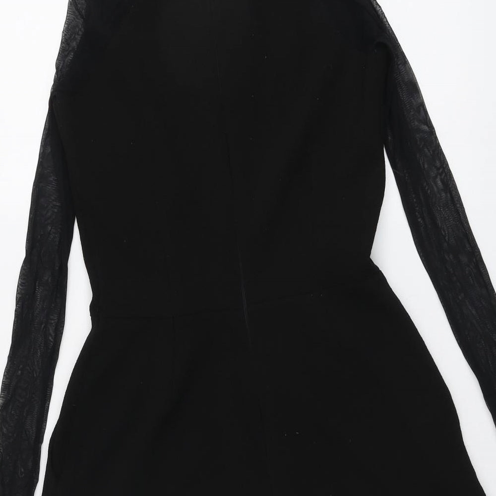 Zack Womens Black Polyester Playsuit One-Piece Size 8 Zip - Mesh Sleeves