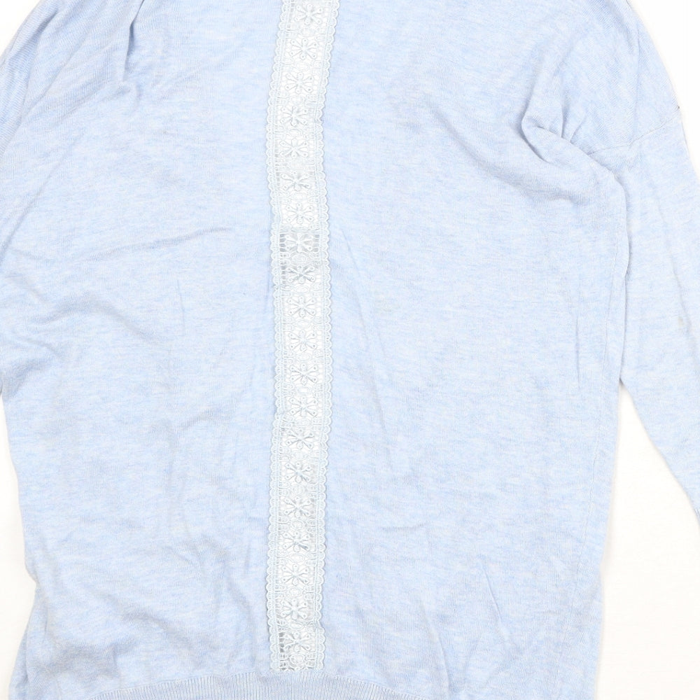 Dorothy Perkins Womens Blue V-Neck Cotton Cardigan Jumper Size 12 - Open