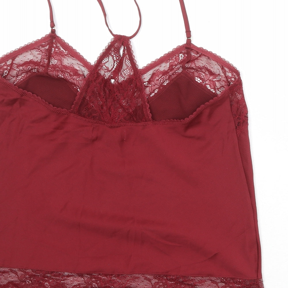 Debenhams Womens Red Polyester Camisole Tank Size 12 V-Neck