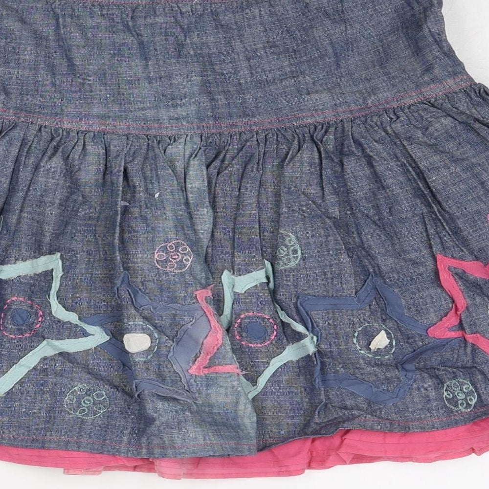John Lewis Girls Blue Geometric Cotton Skater Skirt Size 12 Years Regular Zip