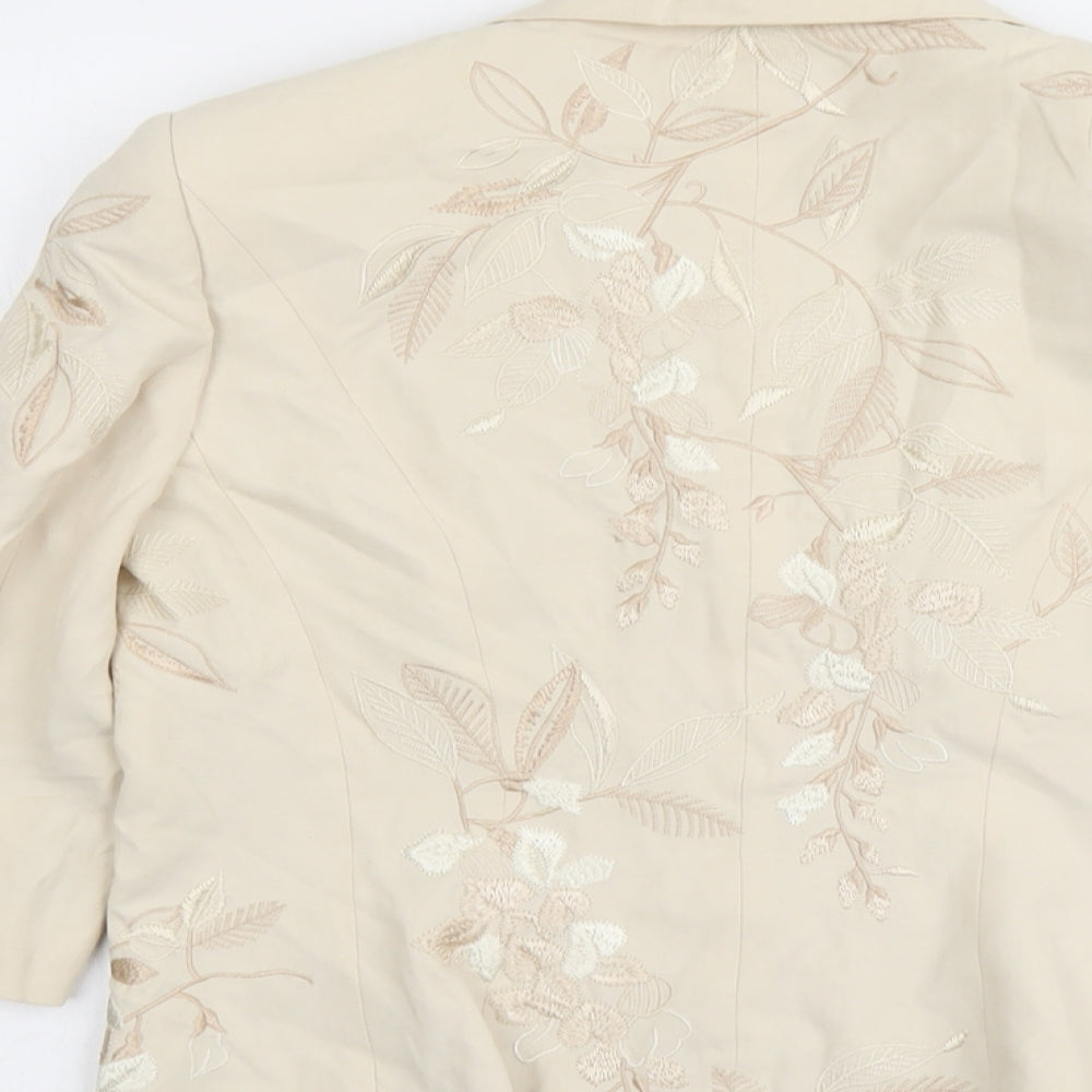 Minuet Womens Beige Floral Jacket Blazer Size 12 Button
