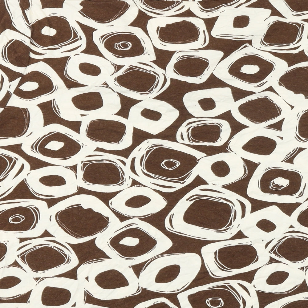 CC Womens Brown Geometric Viscose Basic T-Shirt Size XL V-Neck