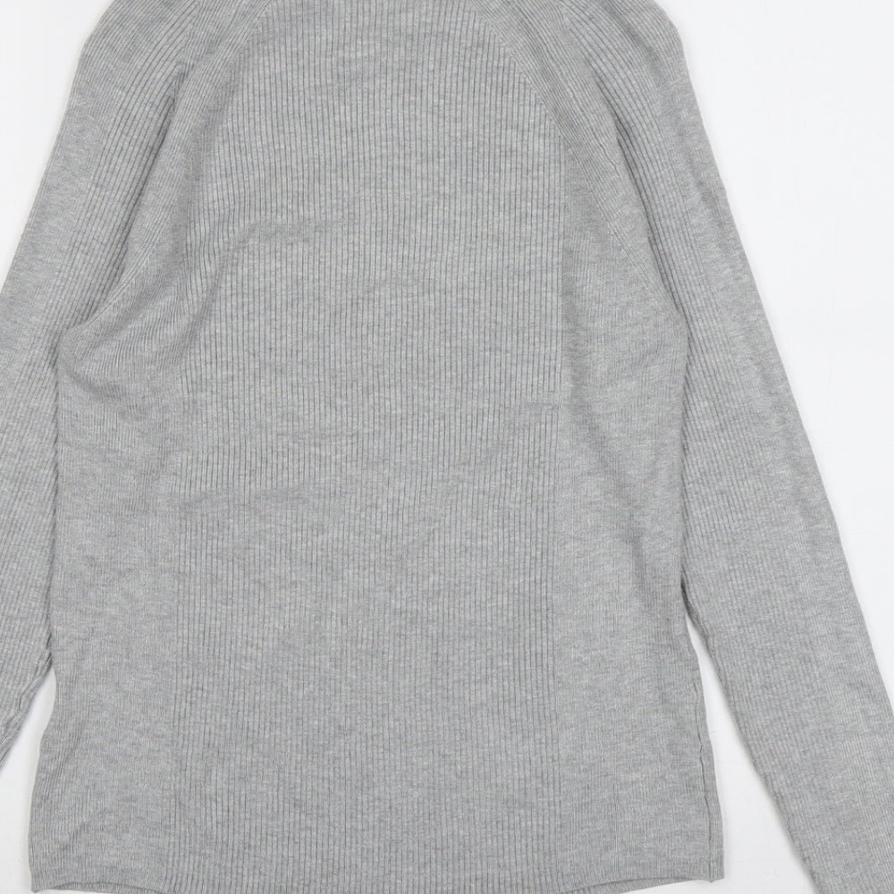 Marks and Spencer Womens Grey High Neck Viscose Pullover Jumper Size 10
