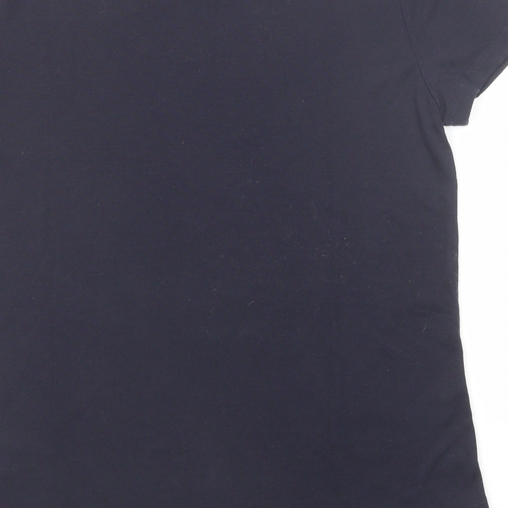 Marks and Spencer Womens Blue Polyester Basic T-Shirt Size 8 Boat Neck