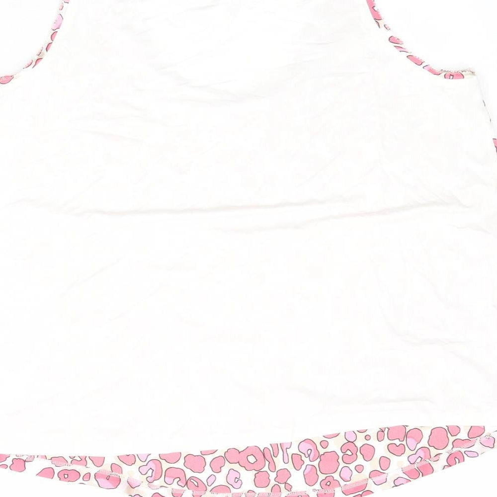 Marks and Spencer Womens Pink Animal Print Polyester Basic Tank Size 10 Round Neck