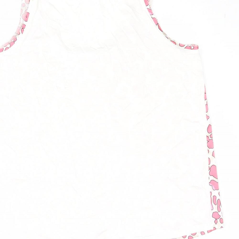 Marks and Spencer Womens Pink Geometric Polyester Basic Tank Size 8 Round Neck