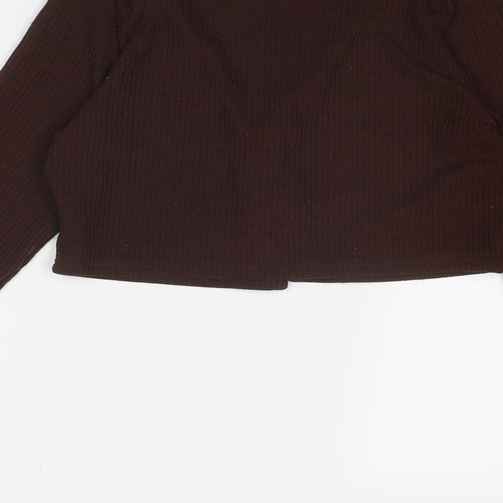 Divided by H&M Womens Brown Polyester Basic Blouse Size M V-Neck