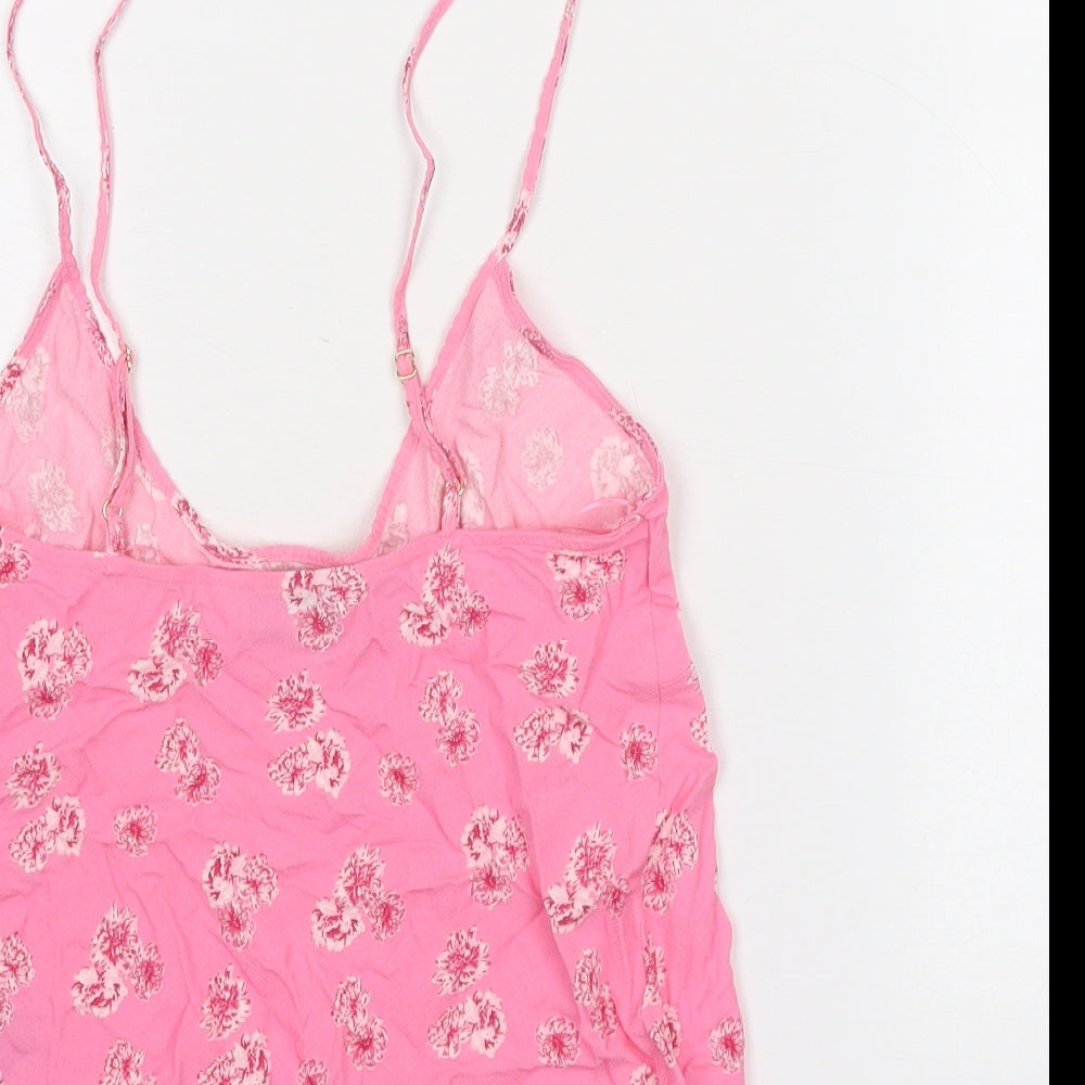 Marks and Spencer Womens Pink Floral Viscose Camisole Tank Size 6 Scoop Neck