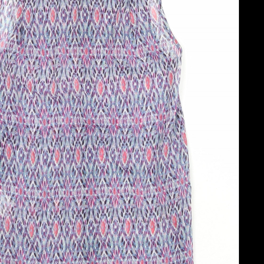 H&M Womens Multicoloured Geometric Polyester Basic Button-Up Size 6 Collared