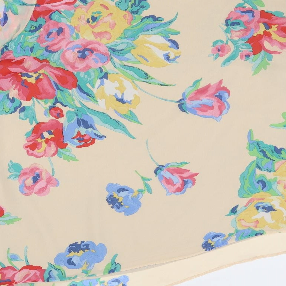 Wallis Womens Beige Floral Polyester Basic Blouse Size L Boat Neck - Asymmetric