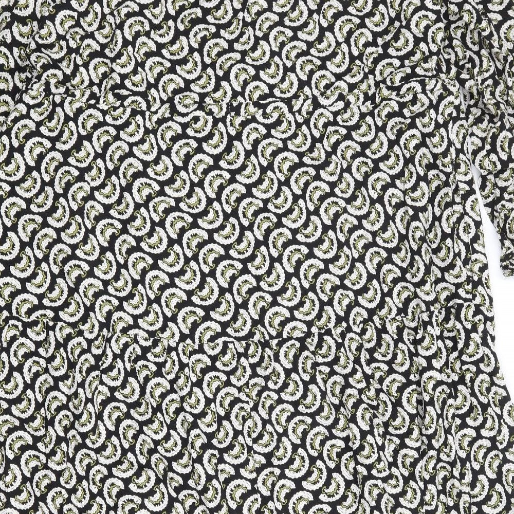 Per Una Womens Black Geometric Viscose A-Line Size 16 Round Neck Tie