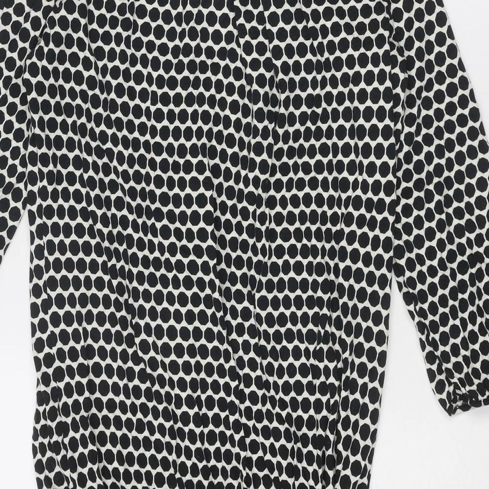 Marks and Spencer Womens Black Polka Dot Cotton A-Line Size 14 Round Neck Pullover