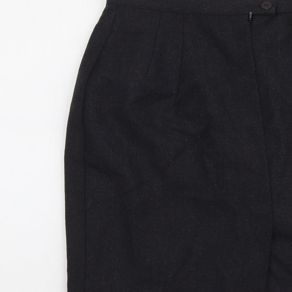 Marks and Spencer Womens Grey Wool A-Line Skirt Size 12 Zip