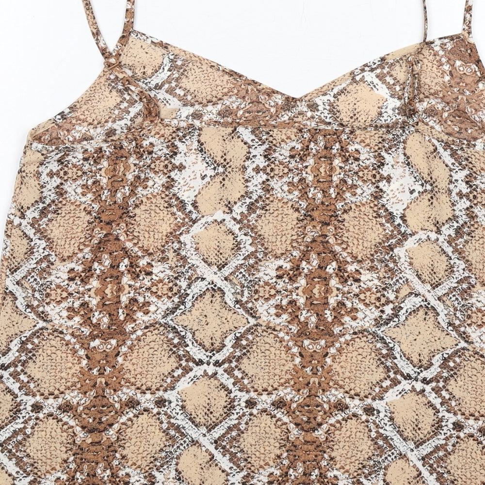Marks and Spencer Womens Brown Animal Print Polyester Camisole Tank Size 10 V-Neck - Snake Print