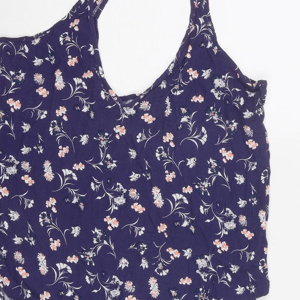 Cotton On Womens Blue Floral Viscose Camisole Tank Size L Scoop Neck