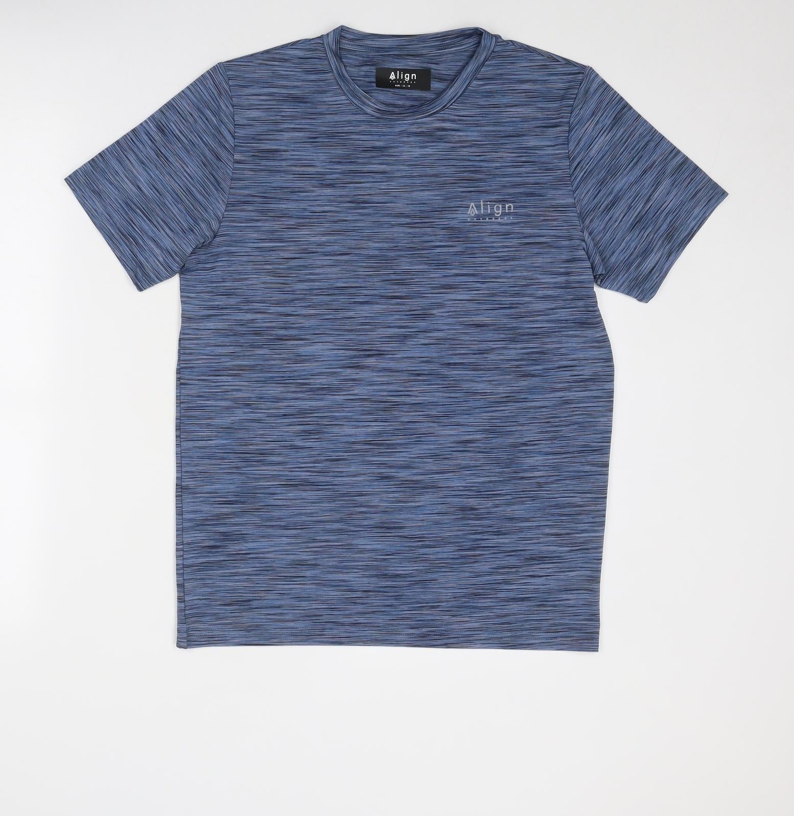 Align Boys Blue Geometric Polyester Basic T-Shirt Size 14-15 Years