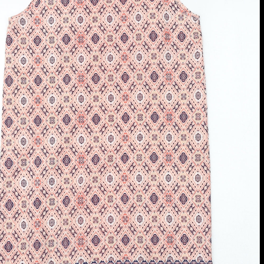 New Look Womens Multicoloured Geometric Polyester A-Line Size 10 Round Neck Pullover