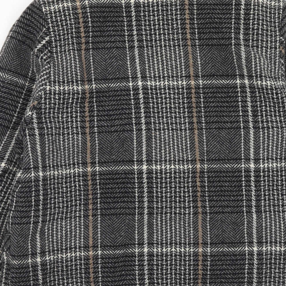 St Michael Womens Grey Plaid Wool Jacket Blazer Size 14