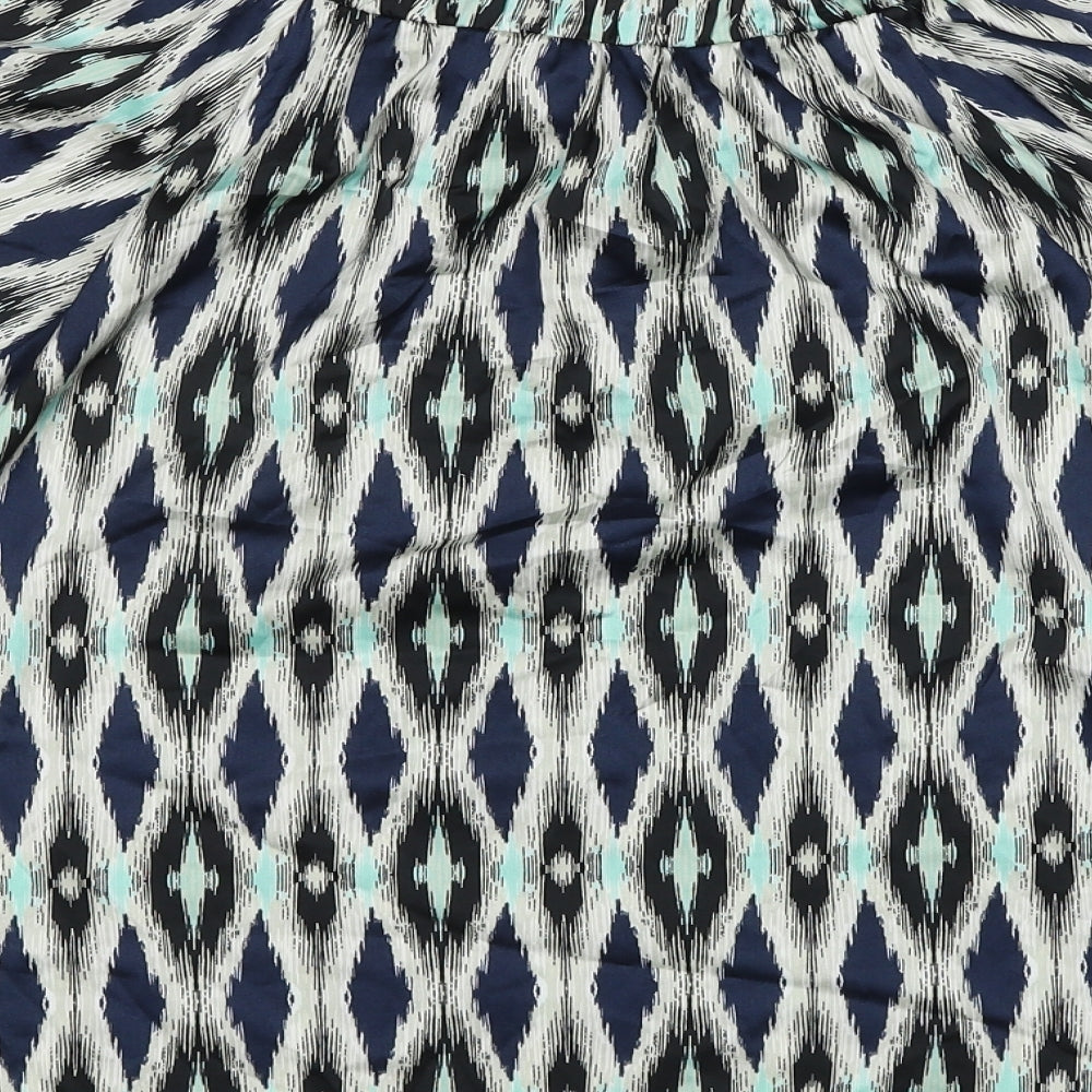 Marks and Spencer Womens Multicoloured Geometric Polyester Basic Blouse Size 8 Round Neck