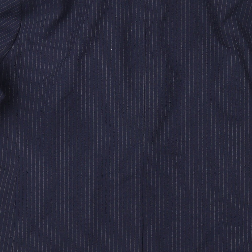 Marks and Spencer Womens Blue Pinstripe Polyester Jacket Suit Jacket Size 18