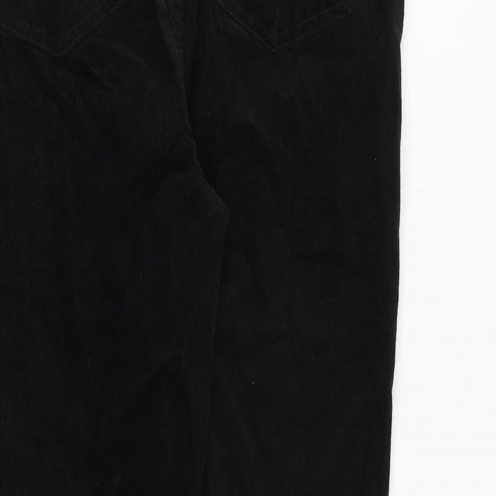 Marks and Spencer Womens Black Cotton Trousers Size 32 in Regular Zip