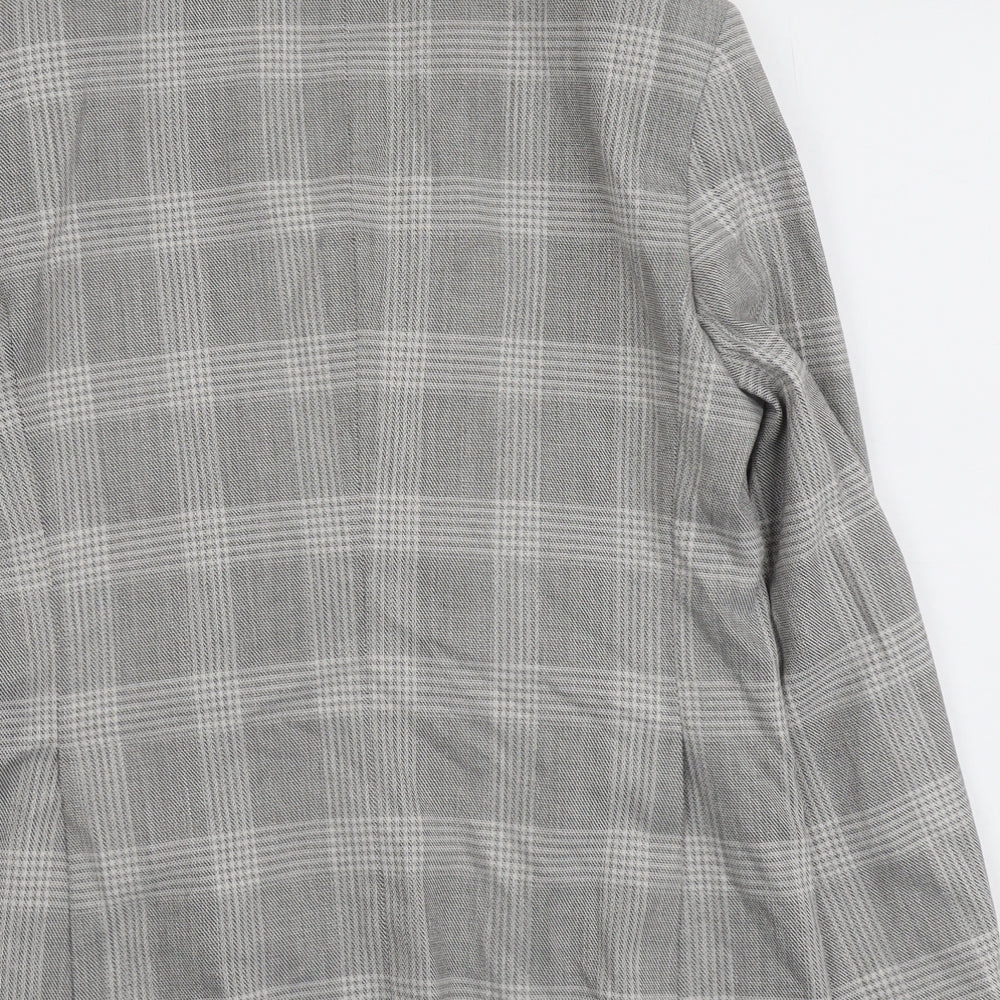 Marks and Spencer Mens Grey Plaid Polyester Jacket Blazer Size 38 Regular