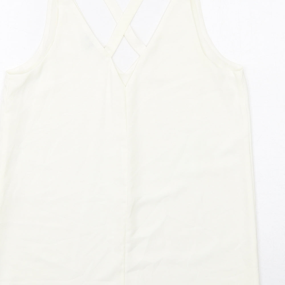River Island Womens Ivory Polyester Basic Tank Size 12 V-Neck