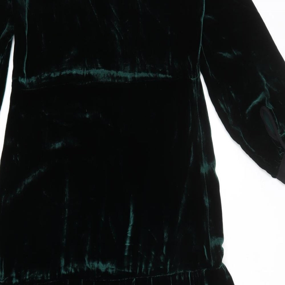 Brora Womens Green Viscose Maxi Size 10 Mock Neck Button - Tiered