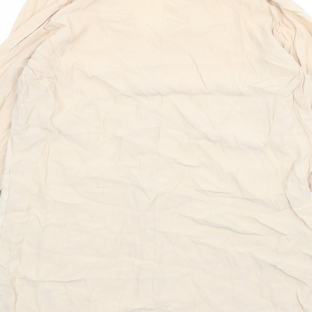 Marks and Spencer Womens Beige Viscose Basic Button-Up Size 12 V-Neck - Size 12-14
