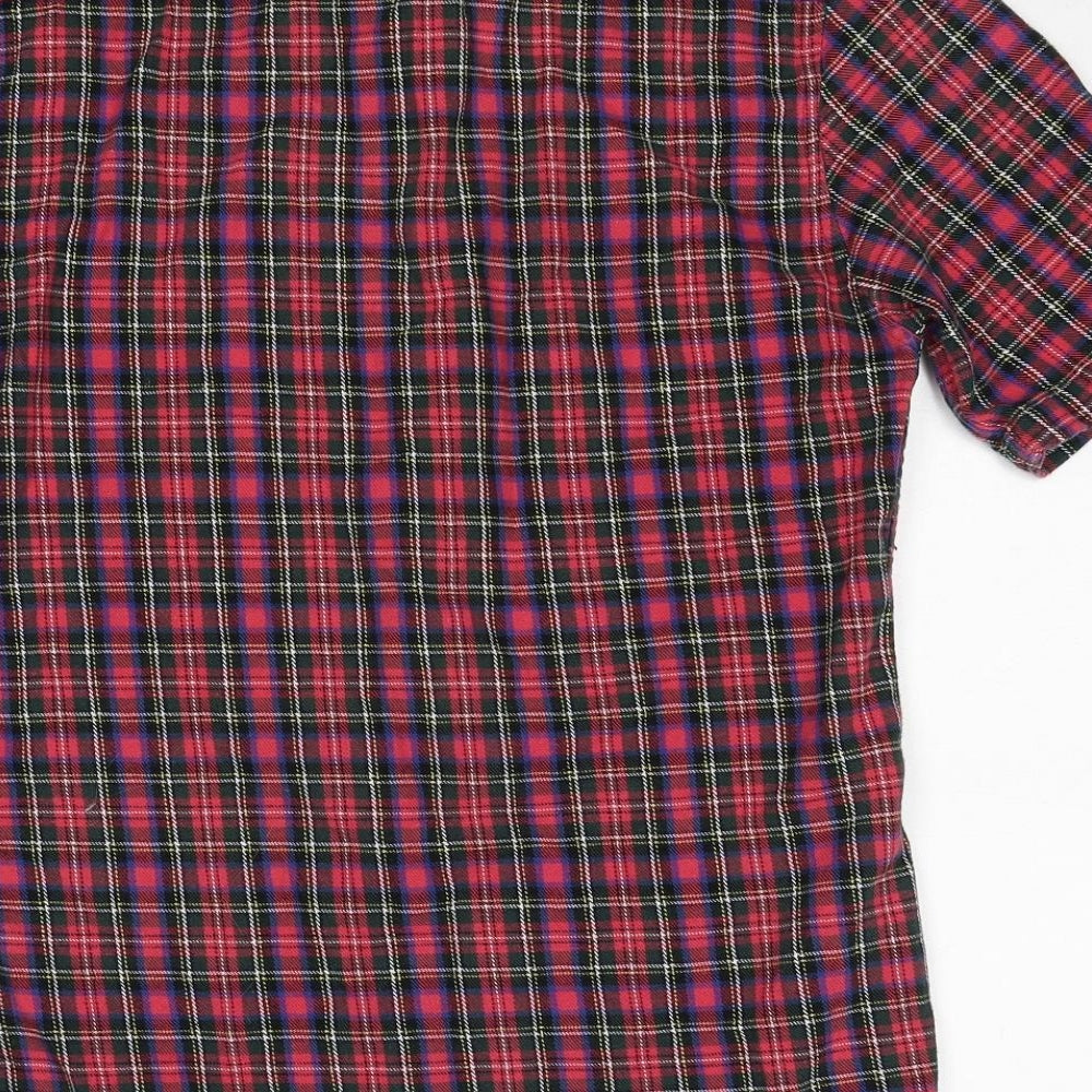 Topshop Mens Multicoloured Plaid Cotton Button-Up Size S Collared Button