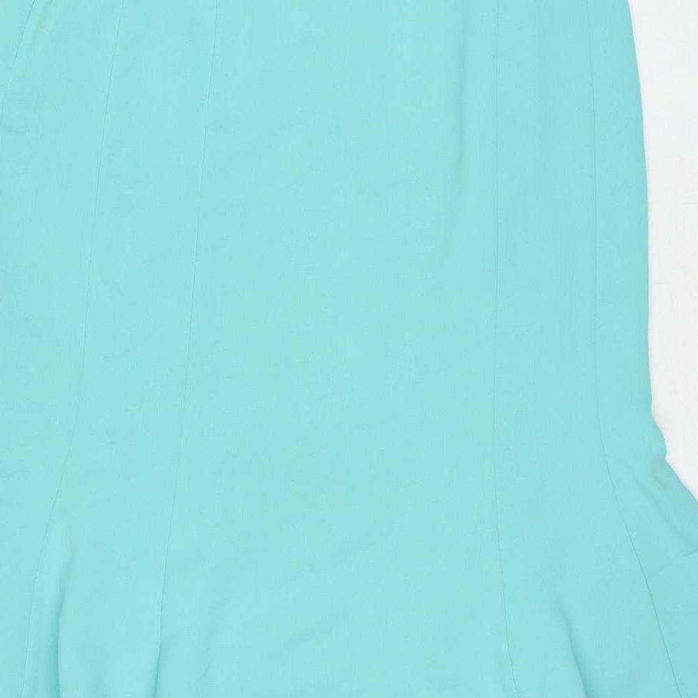 Hermann Lange Womens Blue Polyester Trumpet Skirt Size 16 Zip