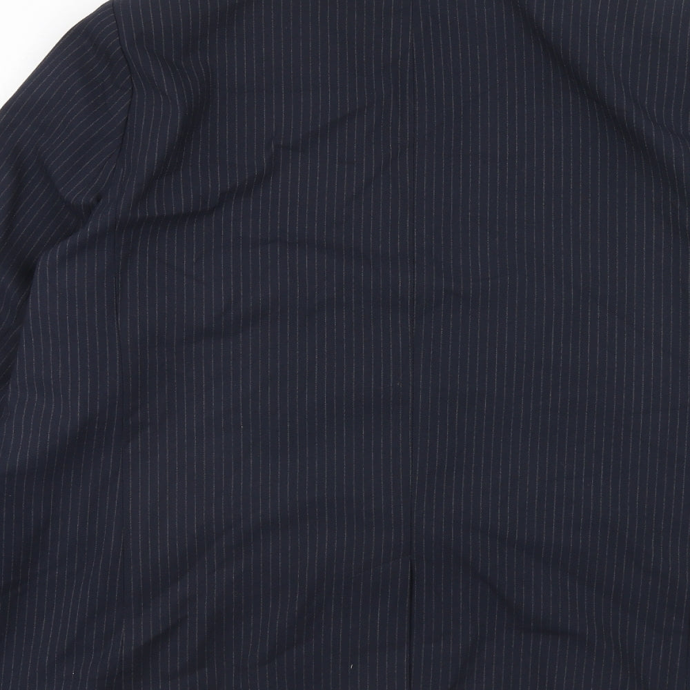 Marks and Spencer Womens Blue Pinstripe Polyester Jacket Suit Jacket Size 20