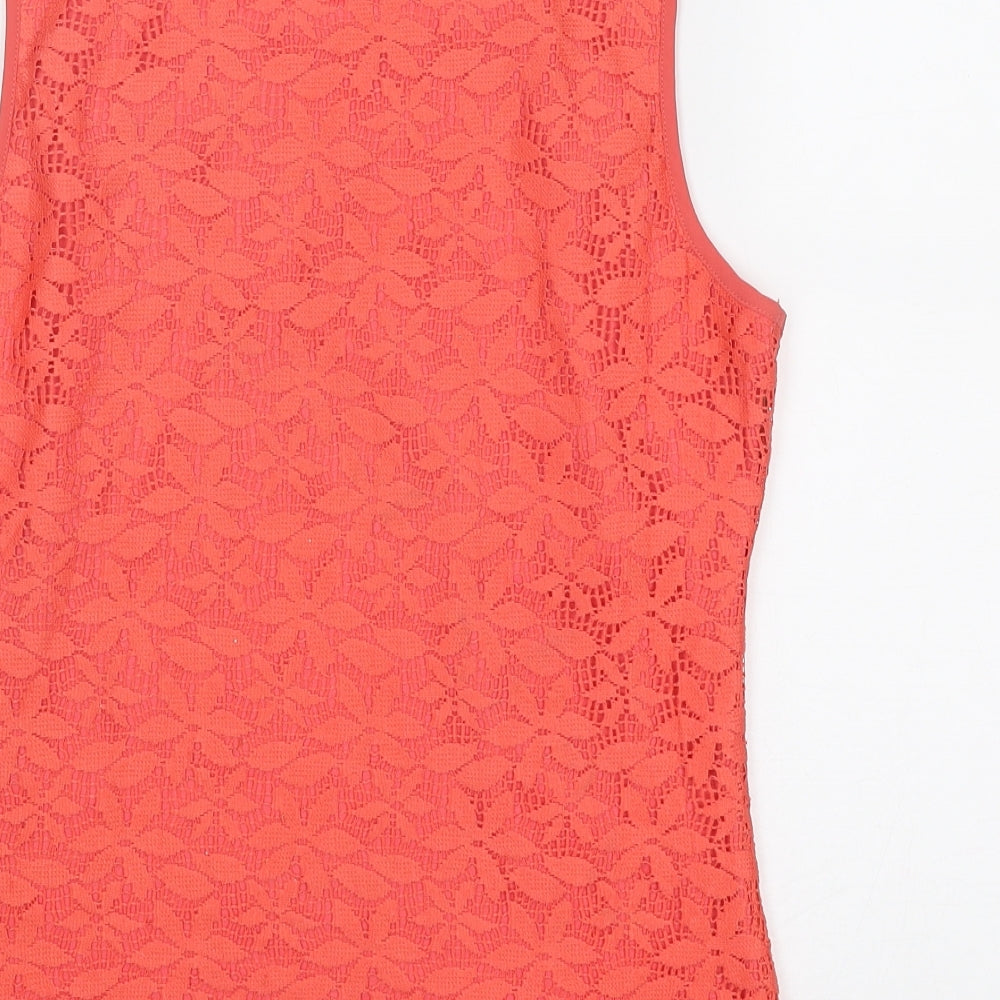 Wallis Womens Pink Polyester Basic Tank Size 10 Round Neck