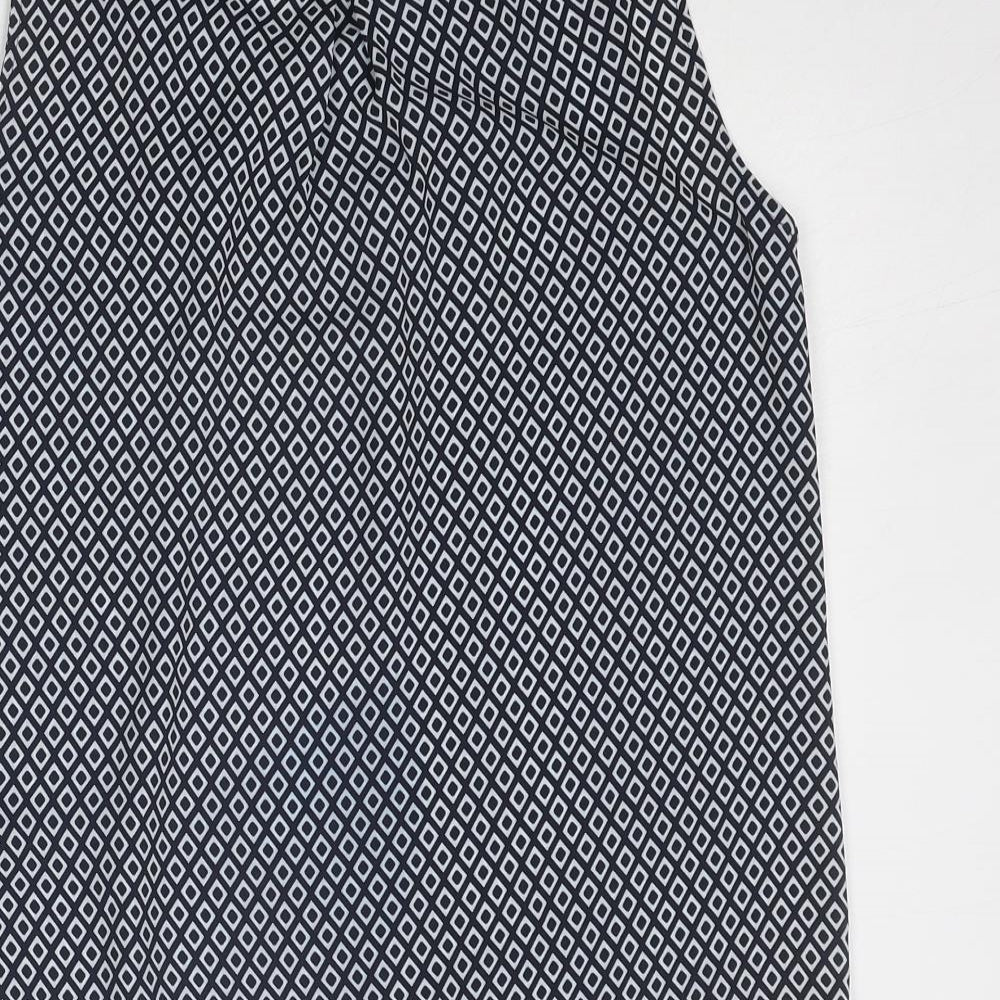 Marks and Spencer Womens Blue Geometric Polyester Basic Tank Size 6 Round Neck