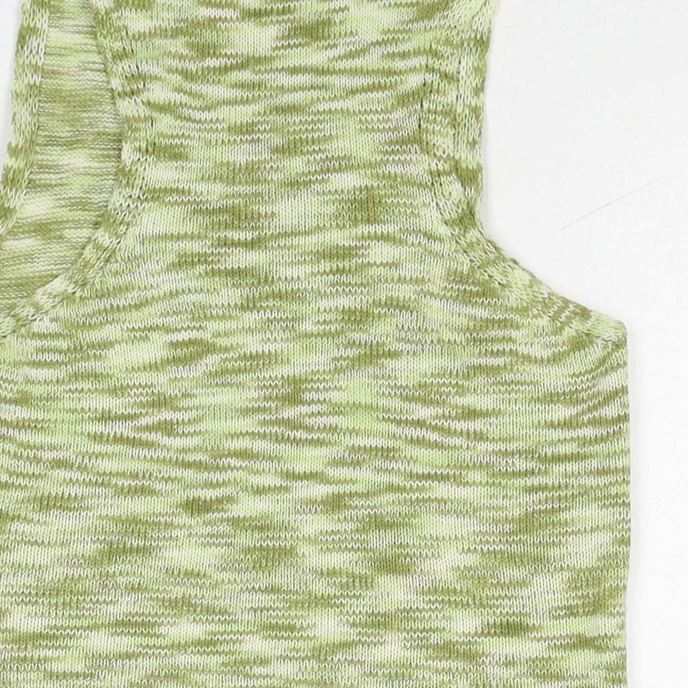 Daisy Street Womens Green Geometric Acrylic Basic Tank Size 8 Round Neck