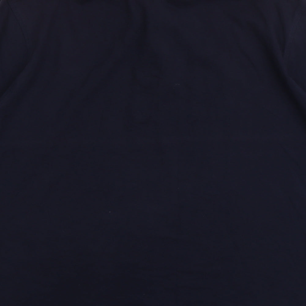 Marks and Spencer Mens Blue Geometric Cotton Polo Size L Collared Button