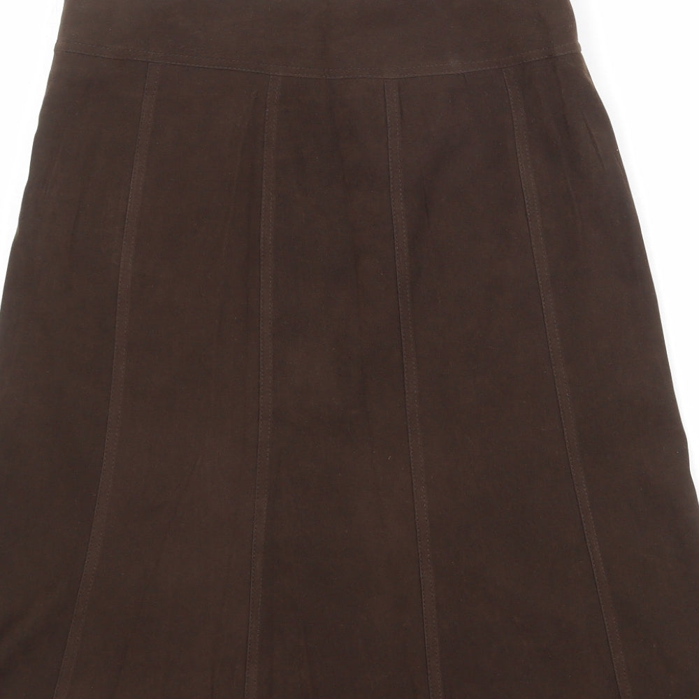 New Look Womens Brown Polyester Swing Skirt Size 8 Zip