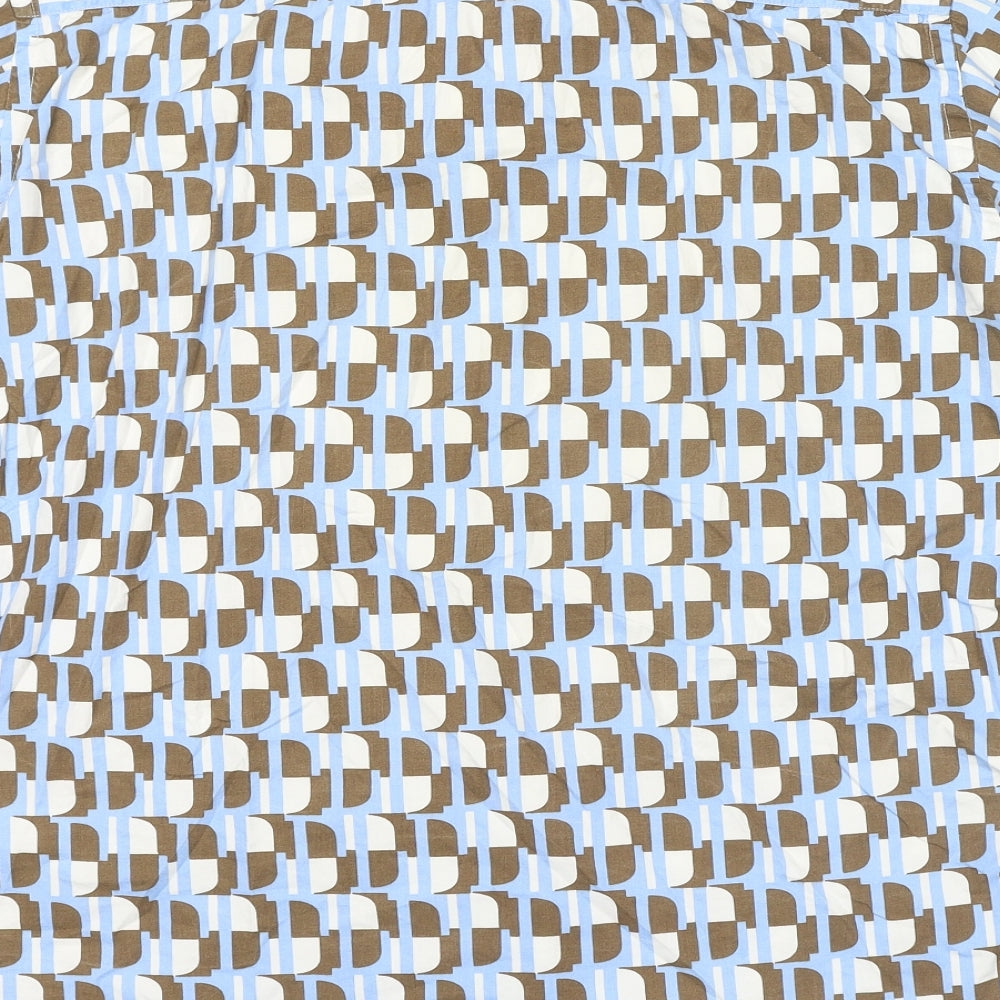 Springfield Mens Blue Geometric Cotton Button-Up Size L Collared Button