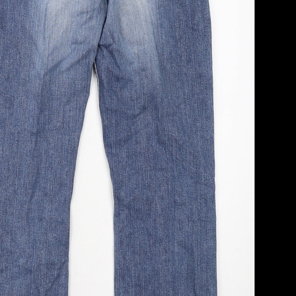 River Island Mens Blue Cotton Straight Jeans Size 34 in Regular Button