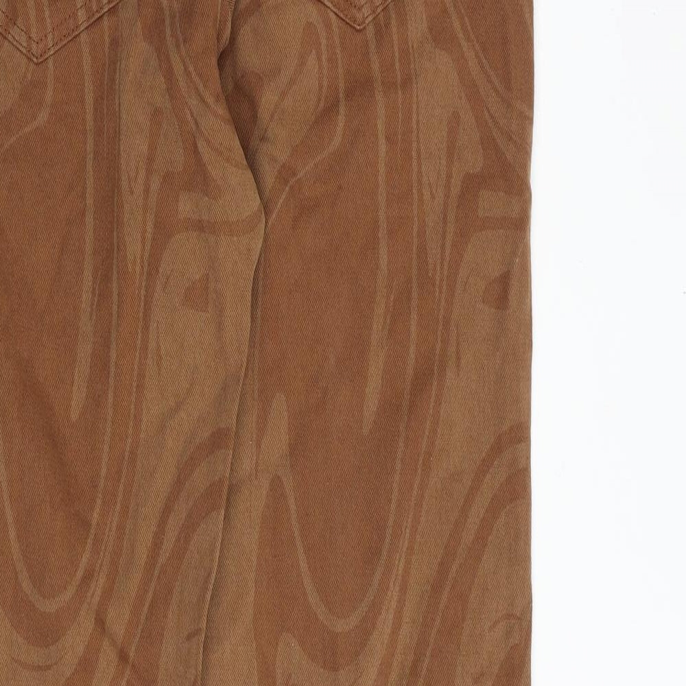 Boohoo Mens Brown Geometric Cotton Straight Jeans Size 32 in Regular Button