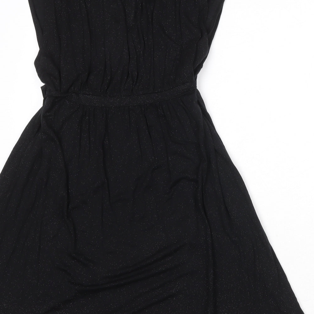 French Connection Womens Black Lyocell Fit & Flare Size 16 V-Neck Pullover