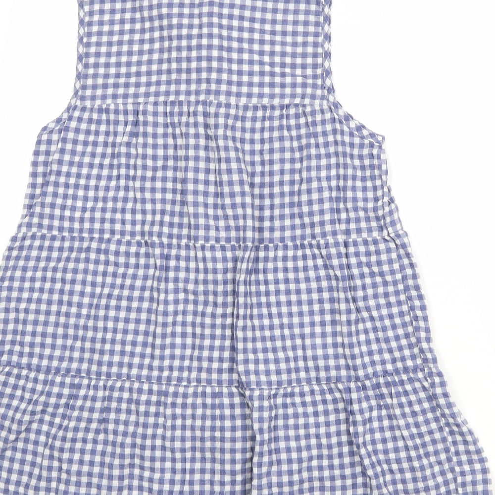 NEXT Womens Blue Check Polyester Basic Tank Size 8 Collared