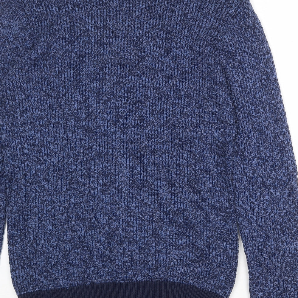 BHS Mens Blue Round Neck Cotton Pullover Jumper Size L Long Sleeve