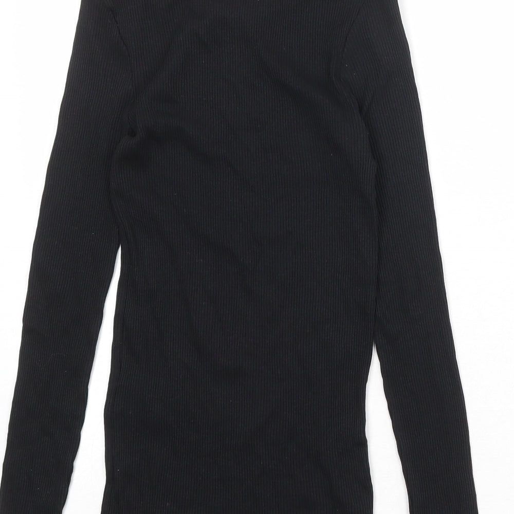 La Redoute Girls Black 100% Cotton Basic T-Shirt Size 14 Years Round Neck Pullover