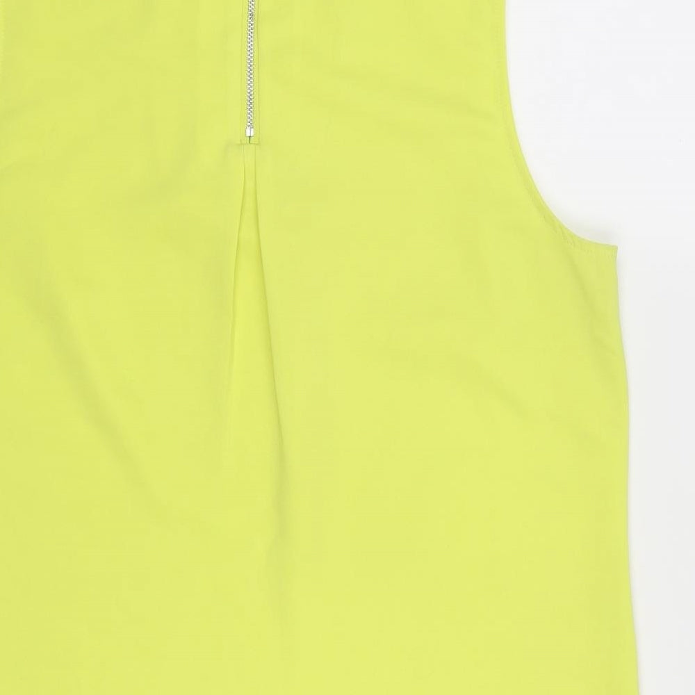 Warehouse Womens Yellow Polyester Basic Tank Size 14 V-Neck